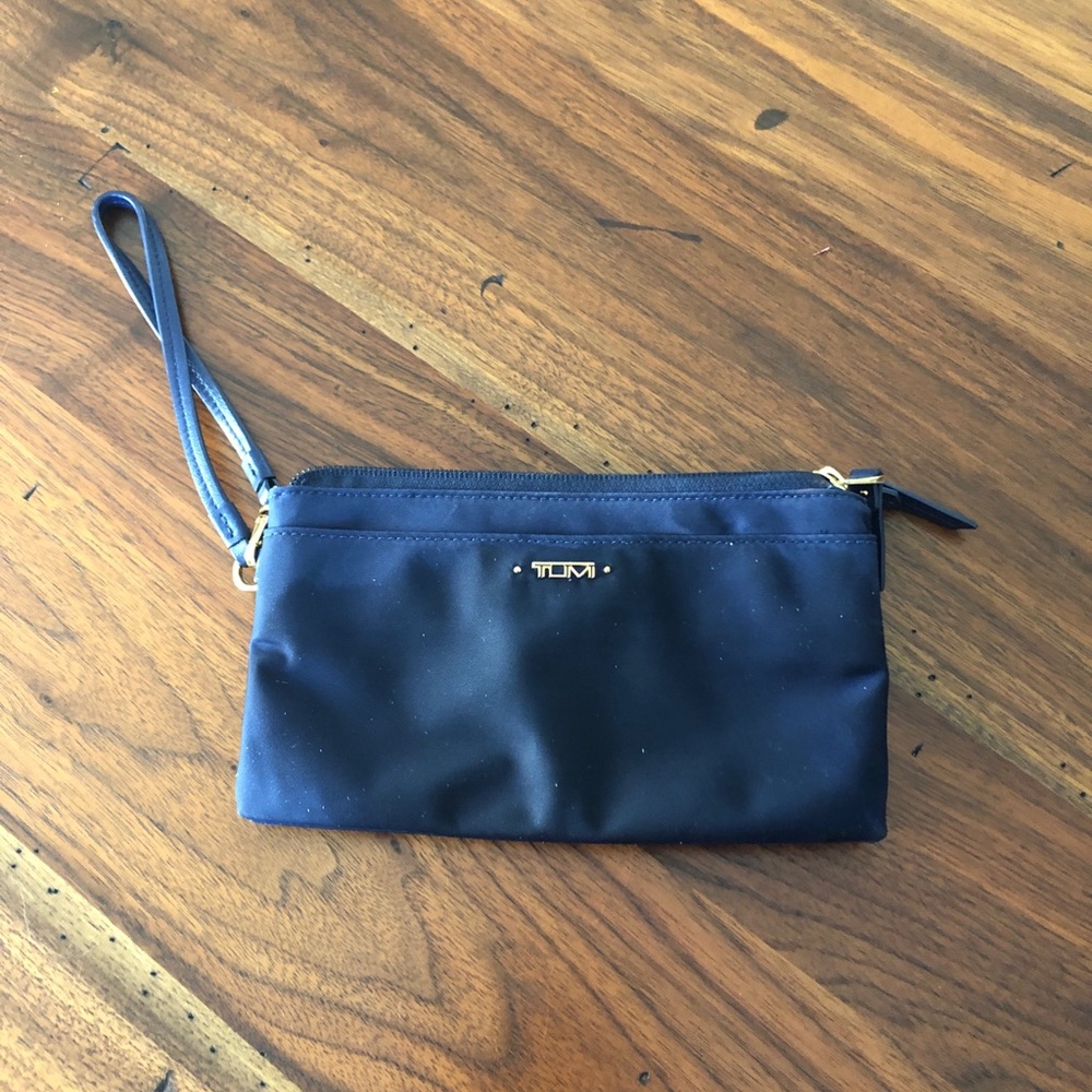 TUMI navy wristlet